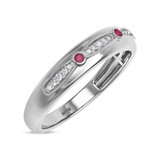 Photo of Lone 1/7 CT. T.W. Ruby and Diamond Mens Wedding Band 10K White Gold [BT2069WM]