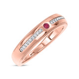 Photo of Kantuta 1/7 Carat T.W. Ruby and Diamond Mens Wedding Band 10K Rose Gold [BT2087RM]