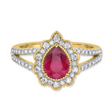 Photo of Kana 2 1/6 CT. T.W. Ruby and Diamond Matching Bridal Ring Set 10K Yellow Gold [BT2068YE-C000]