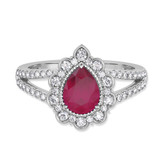 Photo of Kana 2 1/3 CT. T.W. Ruby and Diamond Trio Matching Wedding Ring Set 14K White Gold [BT2068WE-C000]