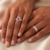 Photo of Lone 2 1/3 Carat T.W. Ruby and Diamond Trio Matching Wedding Ring Set 14K Rose Gold [BT2069R-C000]