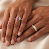 Photo of Lone 2 1/3 Carat T.W. Ruby and Diamond Trio Matching Wedding Ring Set 14K Yellow Gold [BT2069Y-C000]