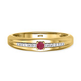 Photo of Erica 2 1/10 CT. T.W. Ruby and Diamond Trio Matching Wedding Ring Set 14K Yellow Gold [BT2070YM]
