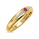 Photo of Erica 2 1/10 CT. T.W. Ruby and Diamond Trio Matching Wedding Ring Set 14K Yellow Gold [BT2070YM]