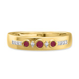 Photo of Kana 1/5 CT. T.W. Ruby and Diamond Matching Wedding Band Set 10K Yellow Gold [BT2068YM]