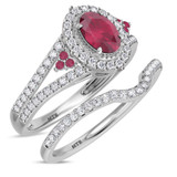 Photo of Kantuta 1 1/3 Carat T.W. Ruby and Diamond Matching Bridal Ring Set 14K White Gold [BR2087W-C000]