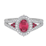 Photo of Kantuta 1 1/7 Carat T.W. Ruby and diamond Engagement Ring 14K White Gold [BT2087WE-C000]