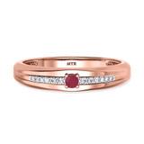 Photo of Erica 1/7 CT. T.W. Ruby and Diamond Matching Wedding Band Set 14K Rose Gold [BT2070RM]