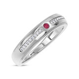Photo of Kantuta 1/7 CT. T.W. Ruby and Diamond Matching Wedding Band Set 14K White Gold [BT2087WM]