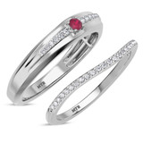 Photo of Erica 1/3 CT. T.W. Ruby and Diamond Matching Wedding Band Set 10K White Gold [WB2070W]