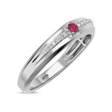 Photo of Erica 1/3 CT. T.W. Ruby and Diamond Matching Wedding Band Set 10K White Gold [BT2070WM]