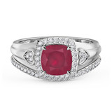 Photo of Erica 1 7/8 Carat T.W. Ruby and Diamond Matching Bridal Ring Set 14K White Gold [BR2070W-C000]
