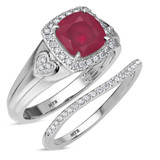 Photo of Erica 1 7/8 Carat T.W. Ruby and Diamond Matching Bridal Ring Set 14K White Gold [BR2070W-C000]