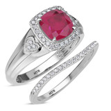 Photo of Erica 1 7/8 Carat T.W. Cushion Solitaire Bridal Set 14K White Gold [BR2070W-C000]