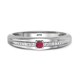 Photo of Erica 1/7 CT. T.W. Ruby and Diamond Mens Wedding Band 14K White Gold [BT2070WM]