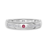 Photo of Kantuta 1/7 Carat T.W. Ruby and Diamond Mens Wedding Band  14K White Gold [BT2087WM]