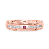 Photo of Kantuta 1/7 CT. T.W. Ruby and Diamond Mens Wedding Band 14K Rose Gold [BT2087RM]