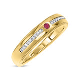 Photo of Kantuta 1/3 CT. T.W. Ruby and Diamond Matching Wedding Band Set 14K Yellow Gold [BT2087YM]