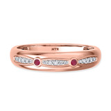 Photo of Lone 1/7 Carat T.W. Ruby and Diamond Matching Wedding Band Set 14K Rose Gold [BT2069RM]