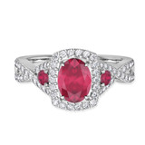 Photo of Lone 2 1/5 Carat T.W. Ruby and Diamond Matching Bridal Ring Set 10K White Gold [BT2069WE-C000]