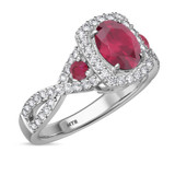 Photo of Lone 2 1/5 Carat T.W. Ruby and Diamond Matching Bridal Ring Set 10K White Gold [BT2069WE-C000]