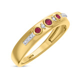Photo of Kana 2 1/3 Carat T.W. Ruby and Diamond Trio Matching Wedding Ring Set 10K Yellow Gold [BT2068YM]