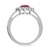Photo of Kana 2 1/3 CT. T.W. Ruby and Diamond Trio Matching Wedding Ring Set 10K White Gold [BT2068WE-C000]