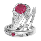 Photo of Erica 2 1/10 CT. T.W. Ruby and Diamond Trio Matching Wedding Ring Set 10K White Gold [BT2070W-C000]