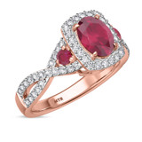 Photo of Lone 2 1/3 CT. T.W. Ruby and Diamond Trio Matching Wedding Ring Set 10K Rose Gold [BT2069RE-C000]