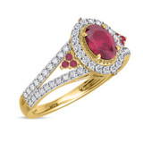 Photo of Kantuta 1 1/2 CT. T.W. Ruby and Diamond Trio Matching Wedding Ring Set 10K Yellow Gold [BT2087YE-C000]