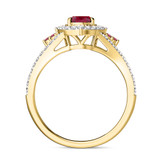 Photo of Kantuta 1 1/2 CT. T.W. Ruby and Diamond Trio Matching Wedding Ring Set 10K Yellow Gold [BT2087YE-C000]