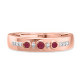 Photo of Kana 1/5 Carat T.W. Ruby and Diamond Matching Wedding Band Set 10K Rose Gold [BT2068RM]