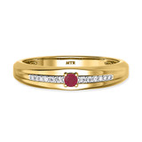Photo of Erica 1/7 Carat T.W. Ruby and Diamond Matching Wedding Band Set 10K Yellow Gold [BT2070YM]