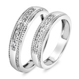 Photo of Leia 1/3 ct tw. Diamond Wedding Band Set 10K White Gold [WB517W]