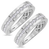 Photo of Hailee 1 1/8 ct tw. Lab Grown Diamond Same Sex Mens Band Set 14K White Solid Gold [WM1424W]