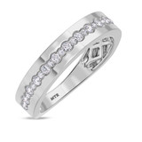 Photo of Hailee 1 1/8 ct tw. Lab Grown Diamond Same Sex Mens Band Set 14K White Solid Gold [BT1424WM]