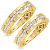 Photo of Hailee 1 1/8 ct tw. Lab Grown Diamond Same Sex Mens Band Set 10K Yellow Solid Gold [WM1424Y]