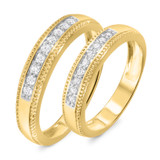 Photo of Leia 1/3 ct tw. Diamond Wedding Band Set 14K Yellow Gold [WB517Y]
