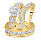Photo of Everett 2 1/4 ct tw. Diamond Round Solitaire Trio Set 14K Yellow Gold [BT561Y-R045]