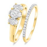 Photo of Eleana 1 1/10 Carat T.W. Diamond Oval Solitaire Bridal Set 10K Yellow Gold [BR354Y-V045]