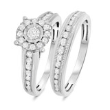 Photo of Sidney 2/3 Carat T.W. Diamond Round Cluster Bridal Set 14K White Gold [BR644W-C000]