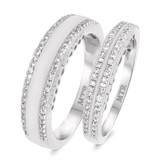 Photo of Hope 1/2 ct tw. Diamond Wedding Band Set 10K White Gold [WB218W]