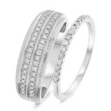 Photo of Isma 3/8 ct tw. Diamond Wedding Band Set 10K White Gold [WB913W]