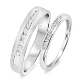 Photo of Bella 1/3 ct tw. Diamond Wedding Band Set 14K White Gold [WB534W]