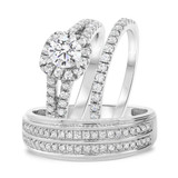 Photo of Carson 1 3/8 ct tw. Diamond Round Solitaire Trio Set 10K White Gold [BT682W-R045]