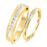 Photo of Bella 1/10 ct tw. Diamond Wedding Band Set 10K Yellow Gold [WB534Y]