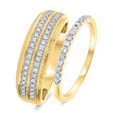 Photo of Isma 3/8 ct tw. Diamond Wedding Band Set 10K Yellow Gold [WB913Y]