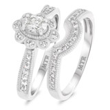 Photo of Lyla 2/3 CT. T.W. Diamond Oval Solitaire Bridal Set 14K White Gold [BR212W-C000]