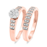 Photo of Amorous 1/3 CT. T.W. Diamond Round Cluster Bridal Set 10K Rose Gold [BR509R-C000]
