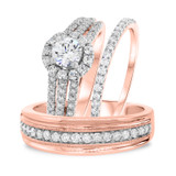 Photo of Betty 1 3/8 ct tw. Round Solitaire Trio Set 10K Rose Gold [BT683R-R045]